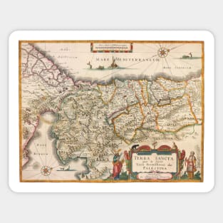 Antique Map of the Holy Land by Willem Janszoon Blaeu, 1629 Sticker